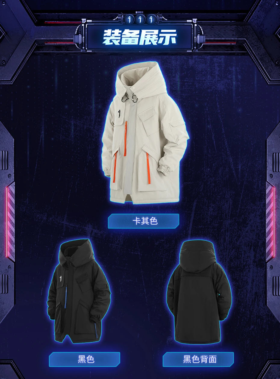 Mulit Pocket Winter Jackets Techwear Tactical Coats Men Fashion Streetwear Oversized Parkas Warm Hooded Jacket Windbreaker