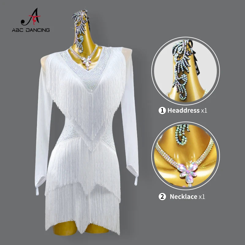 Womens Latin Dance Dress Sexy Party Clothing Practice Suit Sports Prom Evening Outfits Girls Costume Samba Stage Skirt