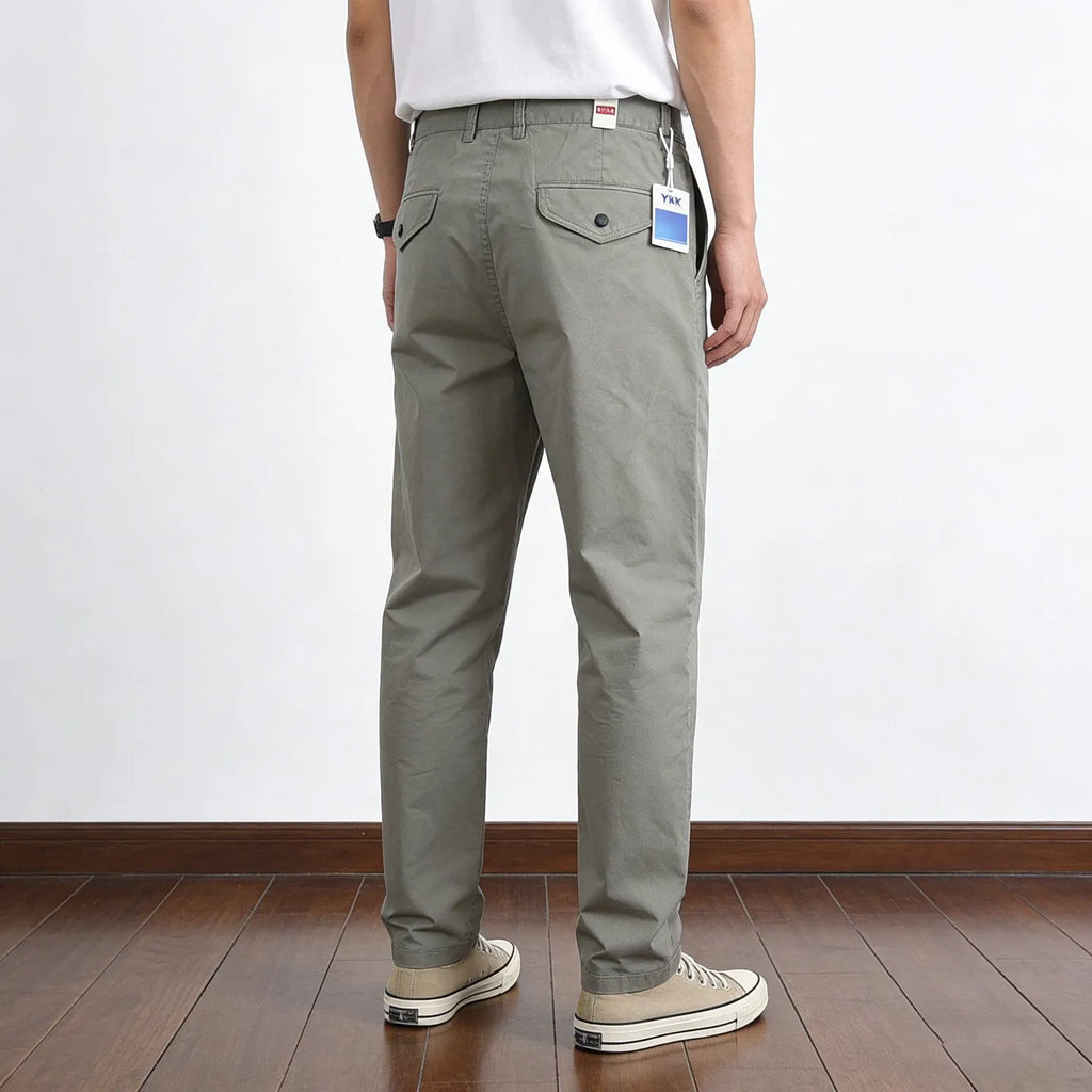 221# Summer New American Retro Thin Quick-drying Elastic Pants Men's Simple 97% Cotton Washed Commute Casual Straight Trousers