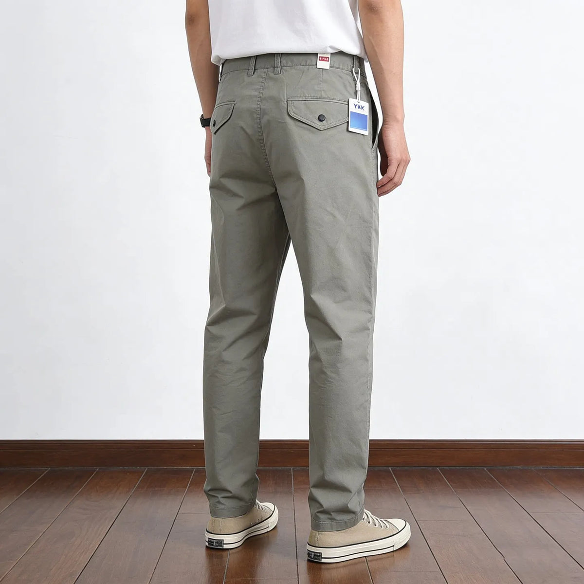221# Summer New American Retro Thin Quick-drying Elastic Pants Men's Simple 97% Cotton Washed Commute Casual Straight Trousers