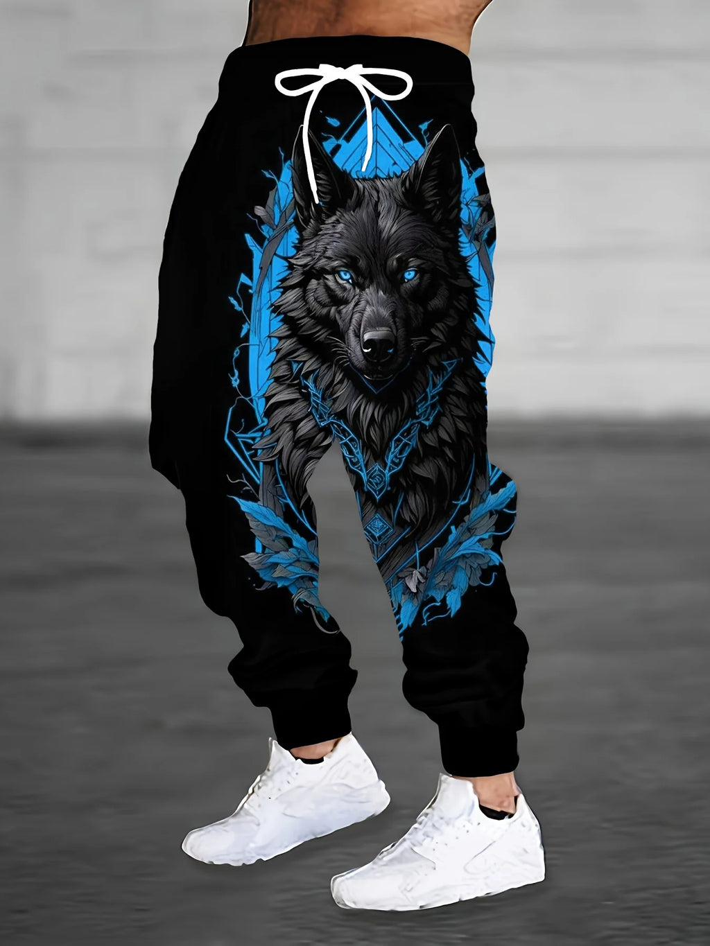 Animal Wolf Printed Men's Side Pockets Elastic Drawstring Sweatpants Joggers Pants Casual Trousers Outdoor Street Fall Winter