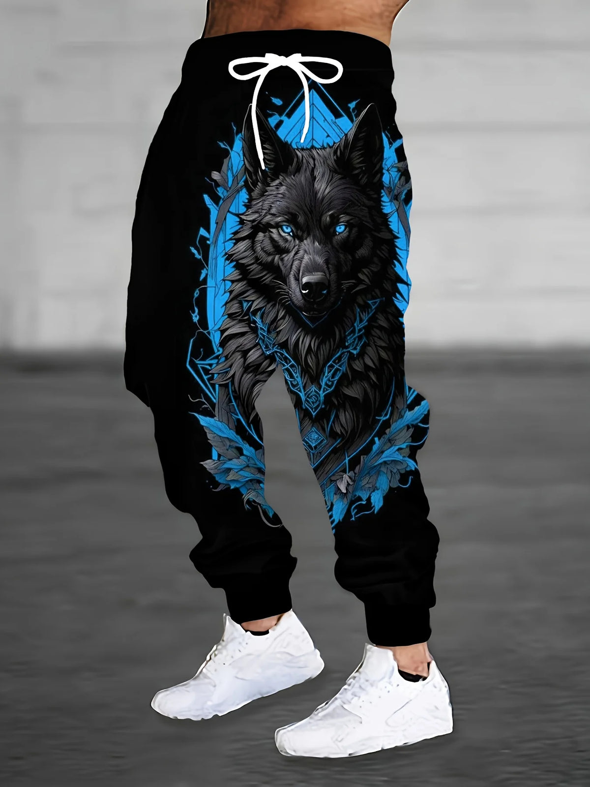 Animal Wolf Printed Men's Side Pockets Elastic Drawstring Sweatpants Joggers Pants Casual Trousers Outdoor Street Fall Winter