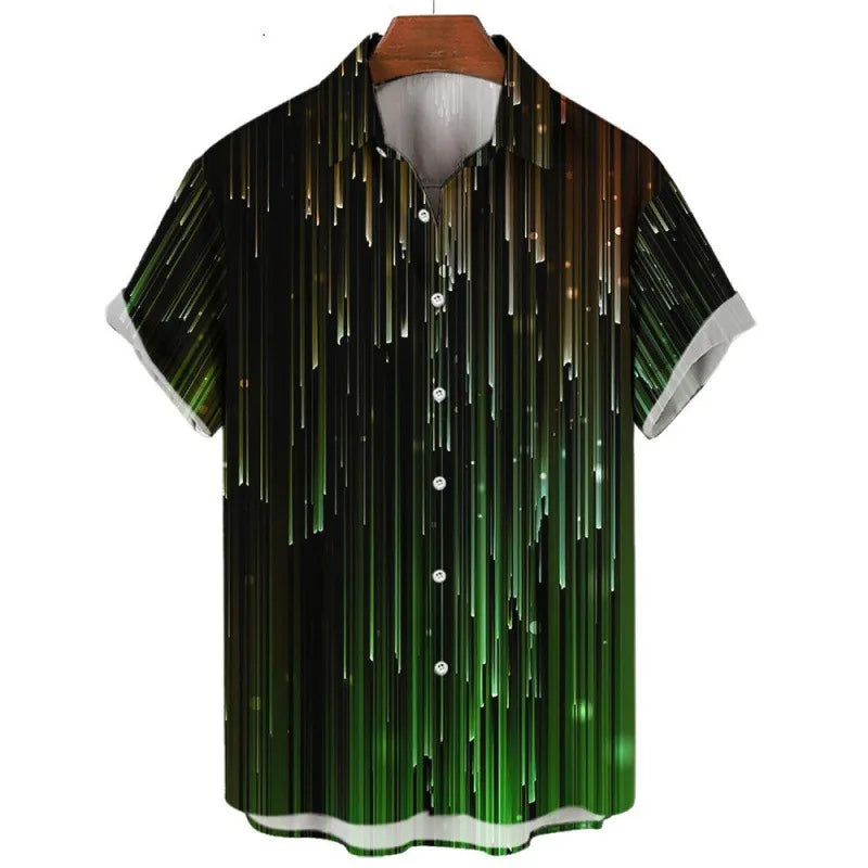 2026 Men's Summer Colorblock Shirts Short Sleeve Shirt Fashion Casual Lapel Cardigan Loose Comfortable Tops for Men Beach Shirts