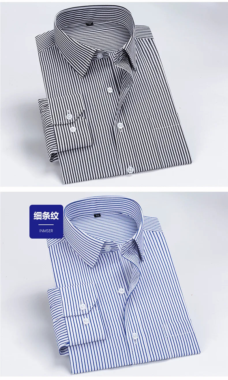 2026 Men's Long Sleeve Cotton Shirt Striped Design Spring Autumn Business Formal Dress Shirts for Men Party Wedding Shirts Male