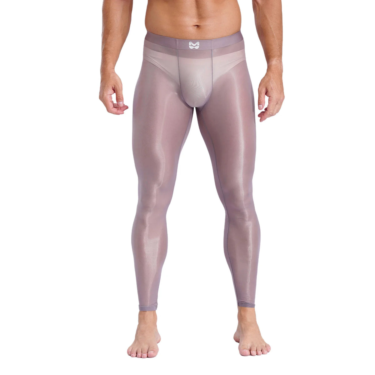 Mens Stretchy Compression Pants Skinny Sweatpants See Through Bulge Pouch Tights Ice Silky Yoga Gym Fitness Leggings Underwear
