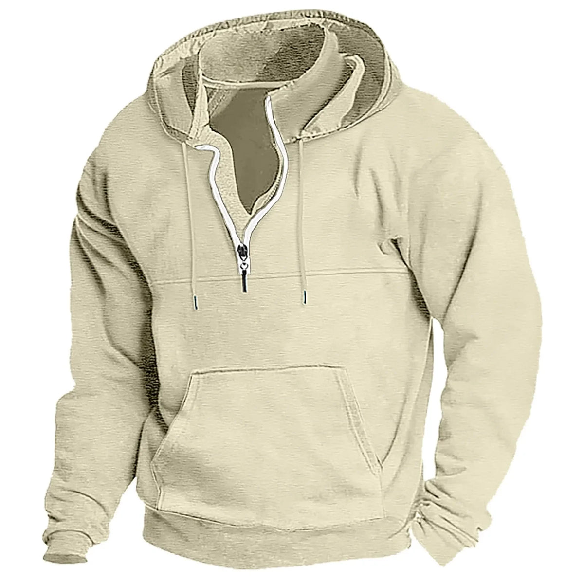 2026 Fashion Autumn/Winter New Hoodie Men's Casual Loose Stand Collar Solid Color Sports Hoodie Men's Half Zipper Street Wear