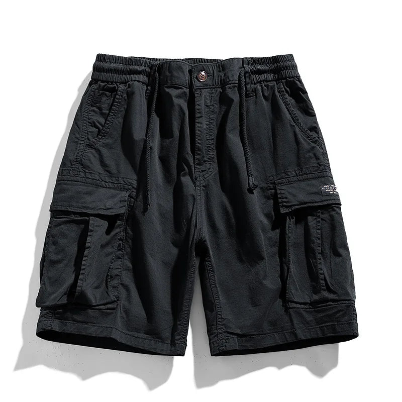 Summer Men Cargo Multi Pocket Shorts Men Casual Solid Elastic Waist Beach Short Spring Men Jogger Pants Shorts Male Dropshipping