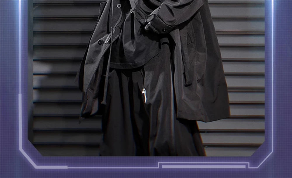 11 BYBB'S DARK Men Tactical Trench Jacket 2024 Autumn Long Coats Windbreaker Mens Loose Punk Functional Long Jackets Techwear