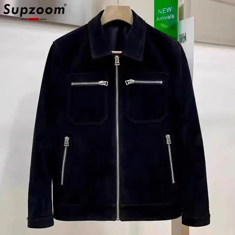 Supzoom New Arrival Autumn And Winter Lapel Velvet Loose Casual Retro Sheepskin Leather Bf Style Handsome Warm Jackets Men Coat