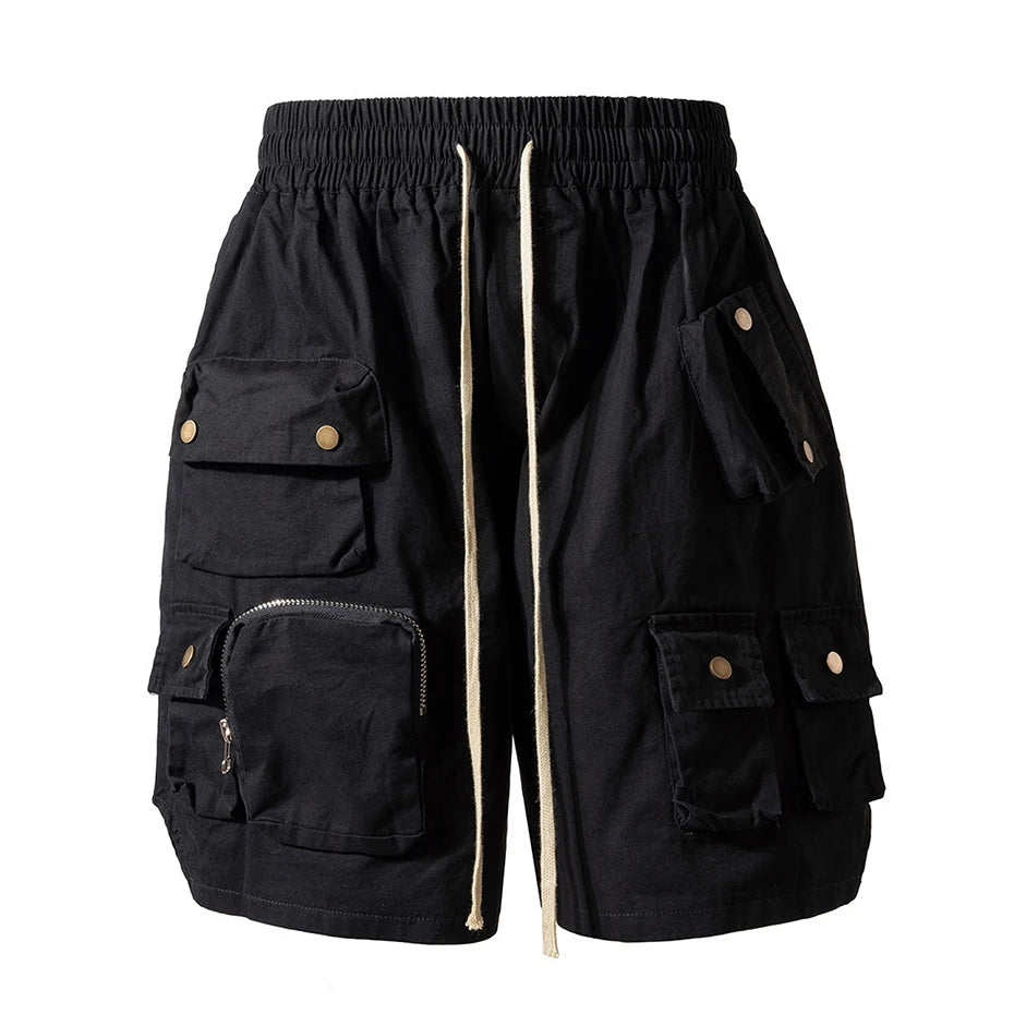 Hip Hop Y2K Streetwear Cargo Shorts Multi Pockets Tactical Fashion Man Shorts Techwear Harajuku Summer Casual Short Pants