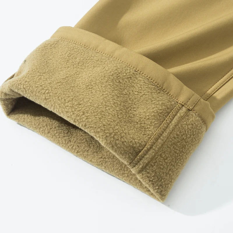 Men Winter Autumn Fleece Waterproof Cargo Pants Hiking Camping Softshell Climbing Casual Warm Tactical Military Combat Trousers