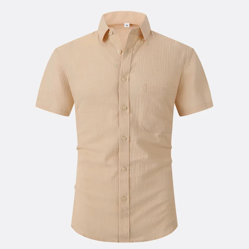Anti-Wrinkle Stretch Slim Elasticity Fit Male Dress Business Basic Casual Short Sleeved Men Social Formal Shirt USA SIZE S-2XL