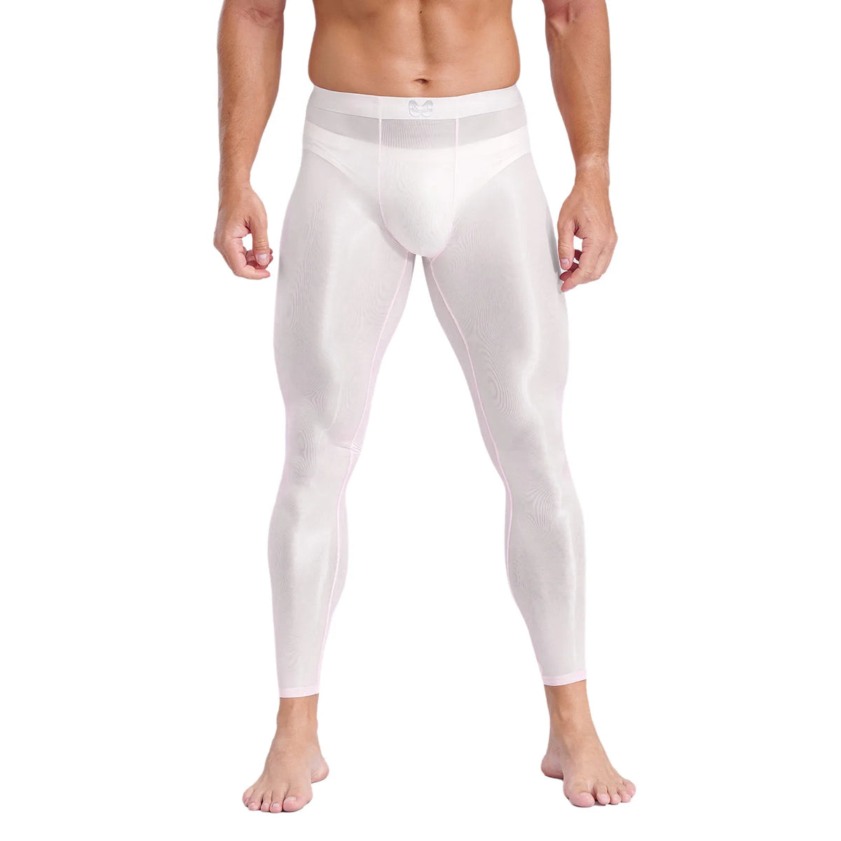 Mens Stretchy Compression Pants Skinny Sweatpants See Through Bulge Pouch Tights Ice Silky Yoga Gym Fitness Leggings Underwear