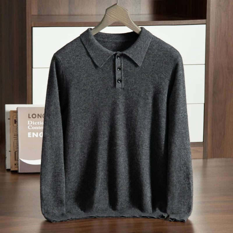 High-Grade New Autumn 100% Cashmere Sweaters Winter Clothing T-shirt Men's Sweater Solid Color Large Size Base Men Pullover