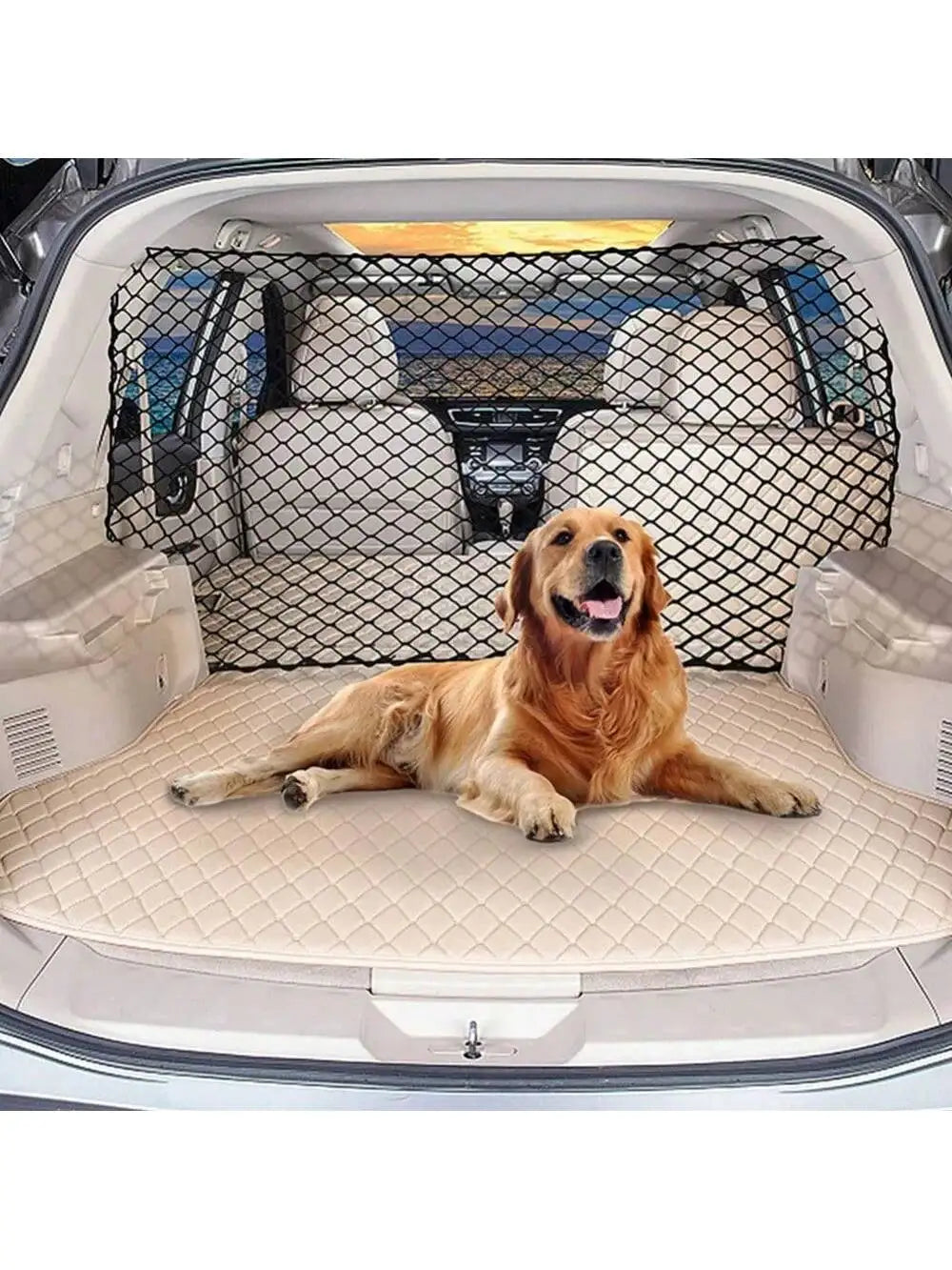 Car Trunk Fence Net Dog Isolation Protection Net Car Mounted Rear Seat Dog Safety Net Sturdy Elastic Pet Fence for Any Vehicle