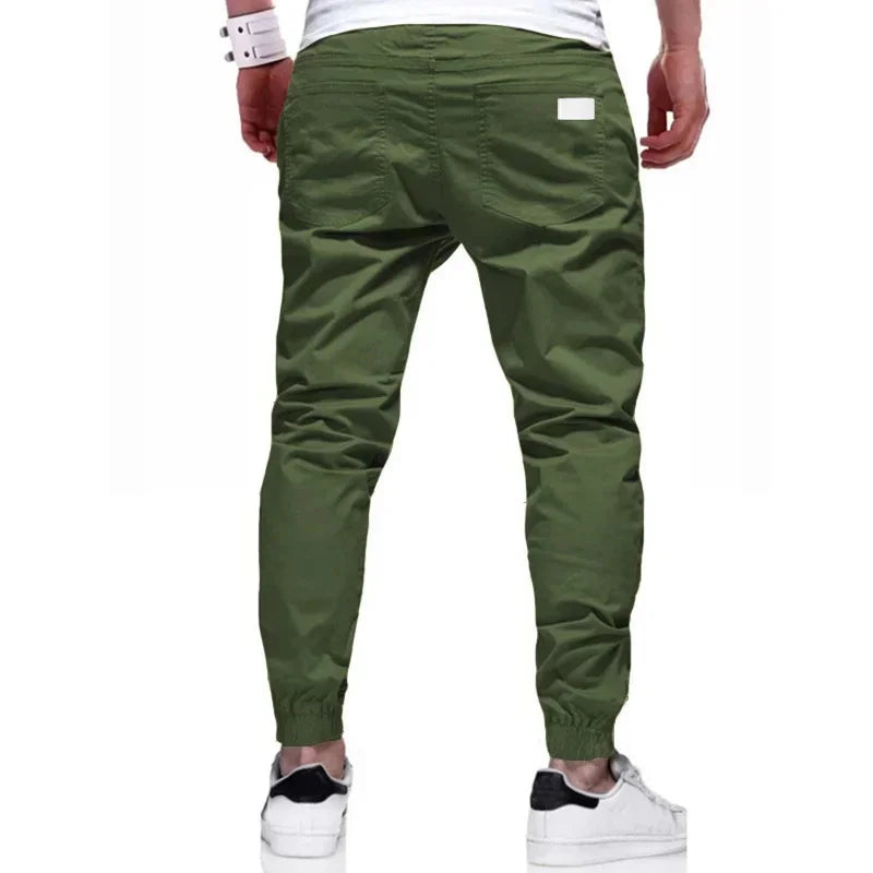 Spring Autumn New Cargo Pants Men's Fashion Sports Cargo Pants Solid Color Sweatpants Joggers Woven Pants Casual Male Trousers