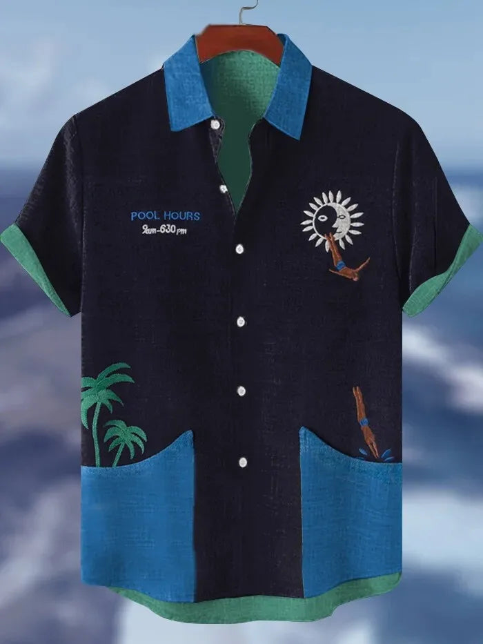 Fashion Men's Graphics Shirts Short Sleeved Button Down Lapel Shirt For Summer Oversized Tops Vacation Casual Hawaiian Shirts