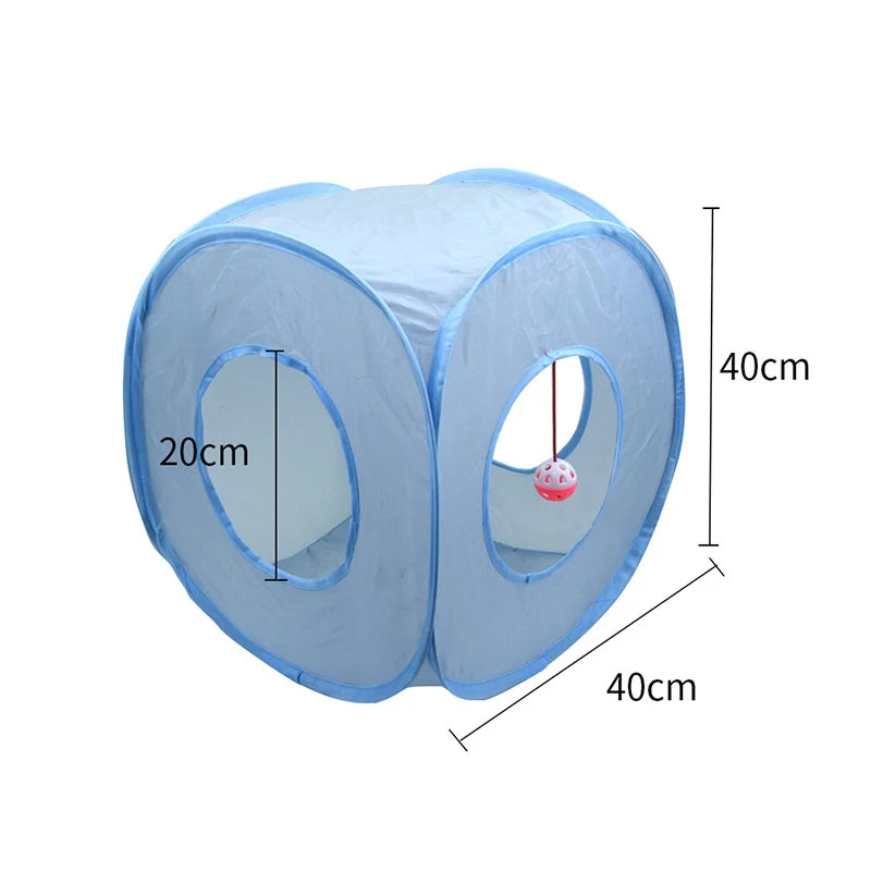 Cat Toys Gray 3-Way Foldable Pet Cat Tunnel Tube Toy Kitten Tunnel Toy with Peep Hole Pet Training Interactive Toy Tunnel Tube