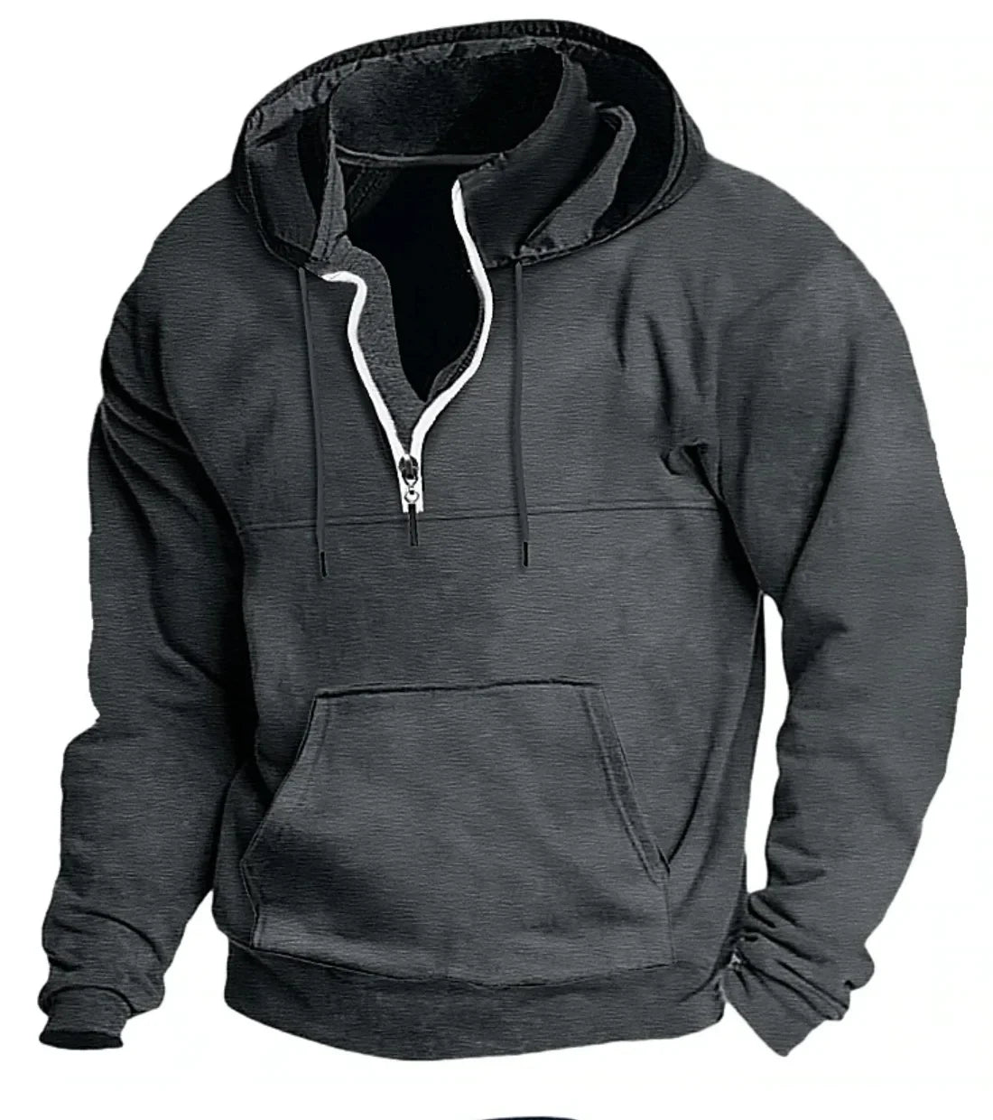 2026 Fashion Autumn/Winter New Hoodie Men's Casual Loose Stand Collar Solid Color Sports Hoodie Men's Half Zipper Street Wear