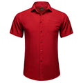 Men Shirts Short Sleeve Cotton Polyester Summer T-shirts Solid Black White Red Business Casual Tops Hawaiian Shirt