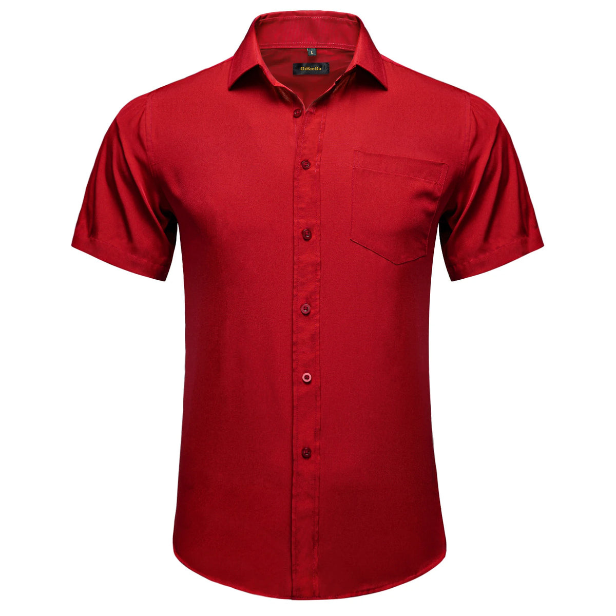 Men Shirts Short Sleeve Cotton Polyester Summer T-shirts Solid Black White Red Business Casual Tops Hawaiian Shirt
