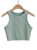 Summer Fashion Women Sexy Slim Tops O-neck Sleeveless Double Nylon