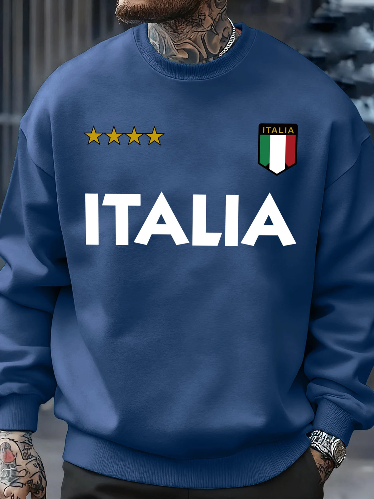 Italia Italian Flag Design Sweatshirt Men Autumn Oversize Sportswear Pullovers Street Fashion Clothing Casual Vintage Tops