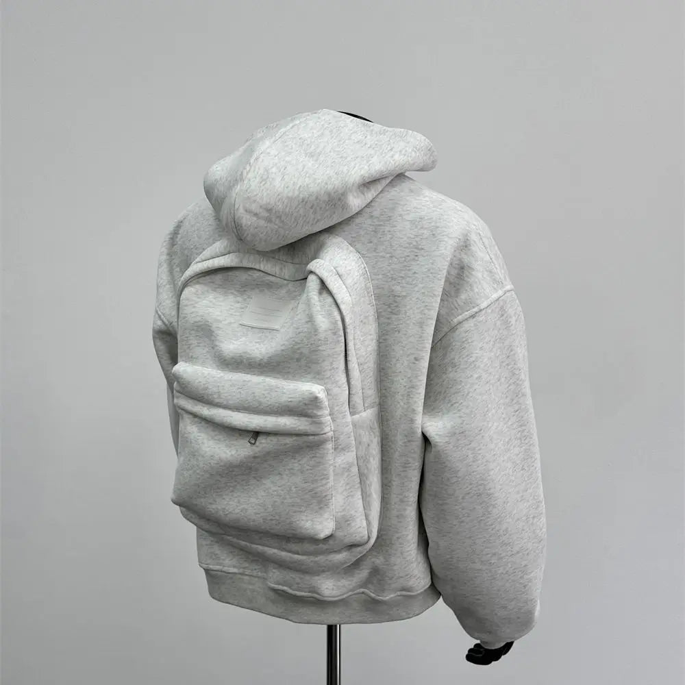 Juspinice Korean Fashion Spring New Hooded Sweatshirt Men's Back Backpack Design Sense Casual Top Jacket Male Clothing