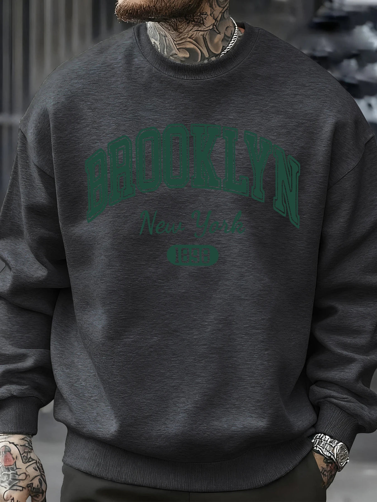 Brooklyn New York 1898 Prints Sweatshirt Autumn Man Clothes Fleece Fashion Pullover Casual Crewneck Sportswear Loose Soft Top