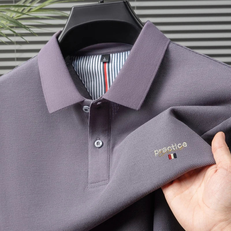 100% Pure Cotton Men's Classic Embroidered Polo Shirt Luxury Breathable Anti-wrinkle Cozy Short Sleeve Business Casual Golf Tee
