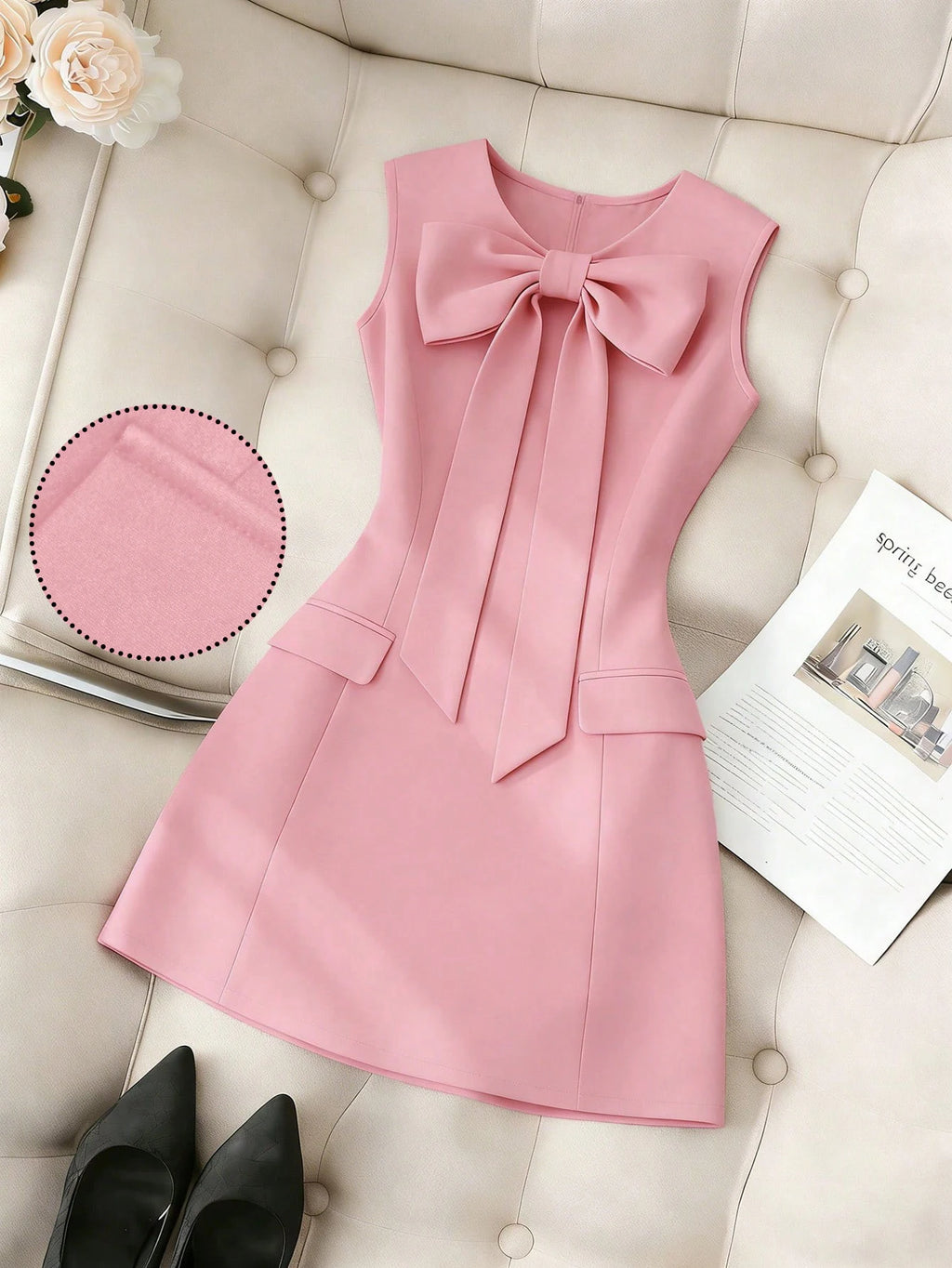 Elegant Lady's Dress with Simple Bow Design Sophisticated Minimalist Gown for Women