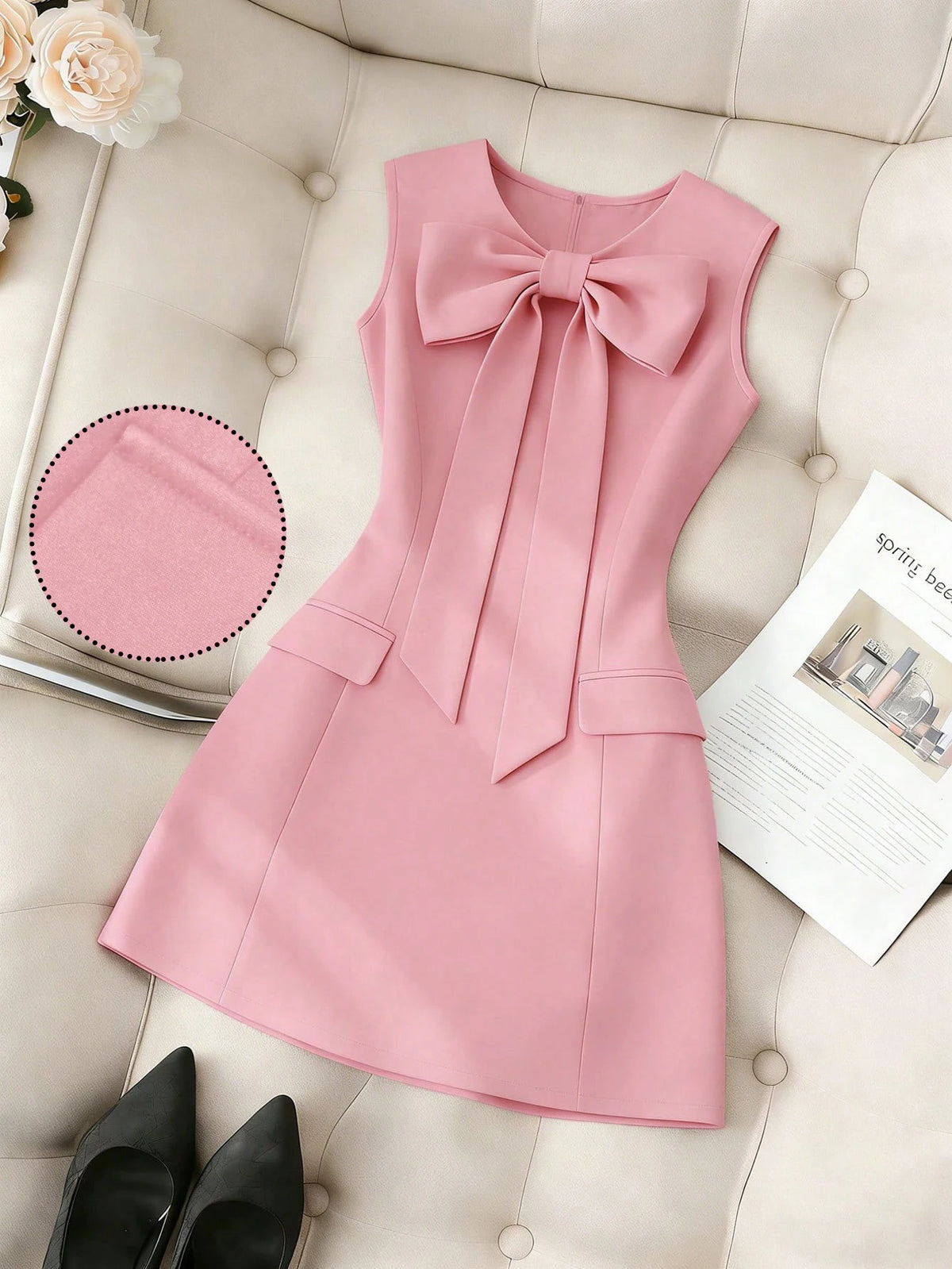 Elegant Lady's Dress with Simple Bow Design Sophisticated Minimalist Gown for Women