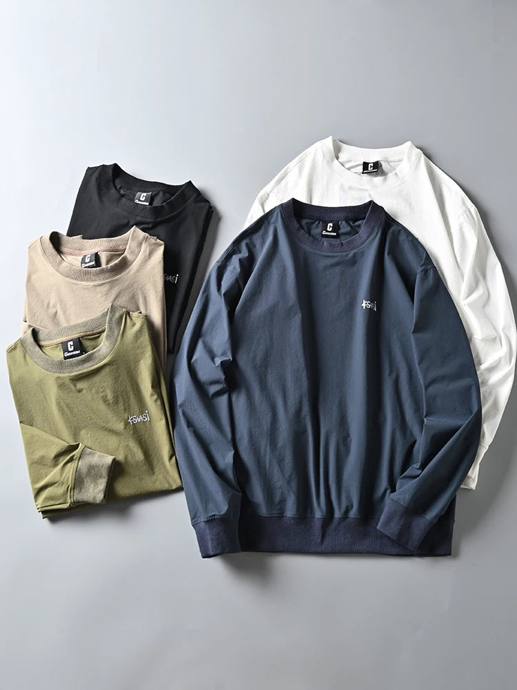 Casual Loose round Ne Sweatirt Men's Outdoor Waterproof Breathable Thin Sle Hoodie Streetwear Spring Autumn Youth ular