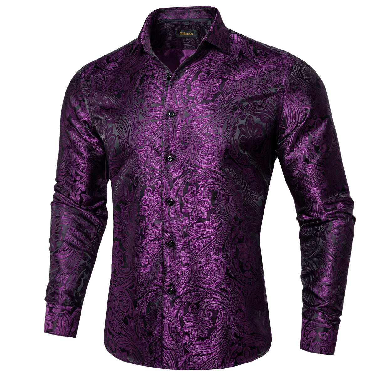 Brand New Men's Royal Blue Business Shirts Luxury Fashion Paisley Long Sleeve Turn-Down Collar Social Shirt Male Casual Blouse