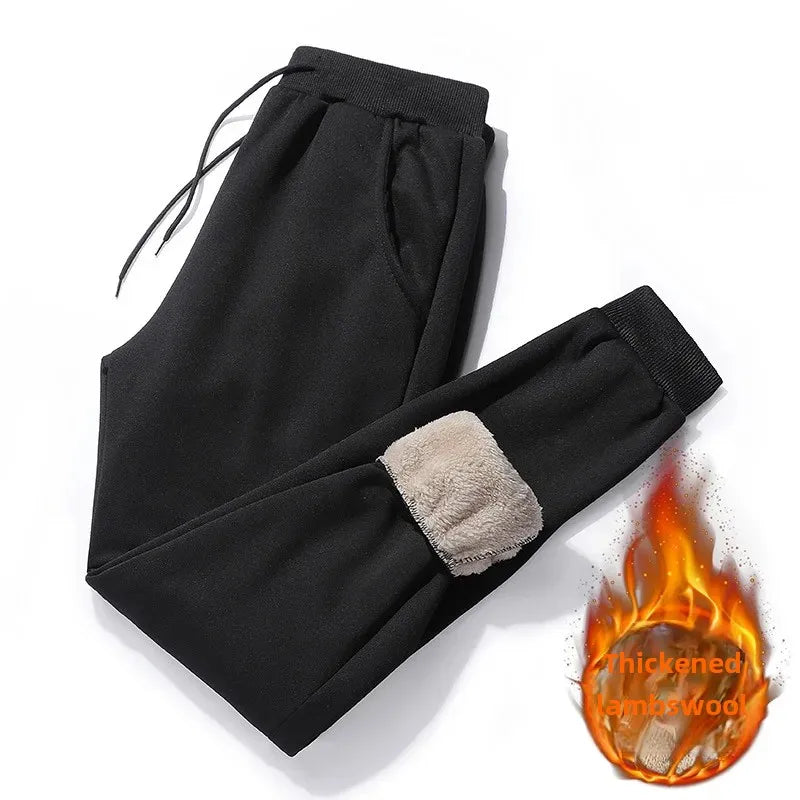 Winter Thickened Fleece-Lined Casual Pants Men's Loose-Fit Sweatpants Trendy Youth Sweatpants Bunched Feet Pants Casual Pants