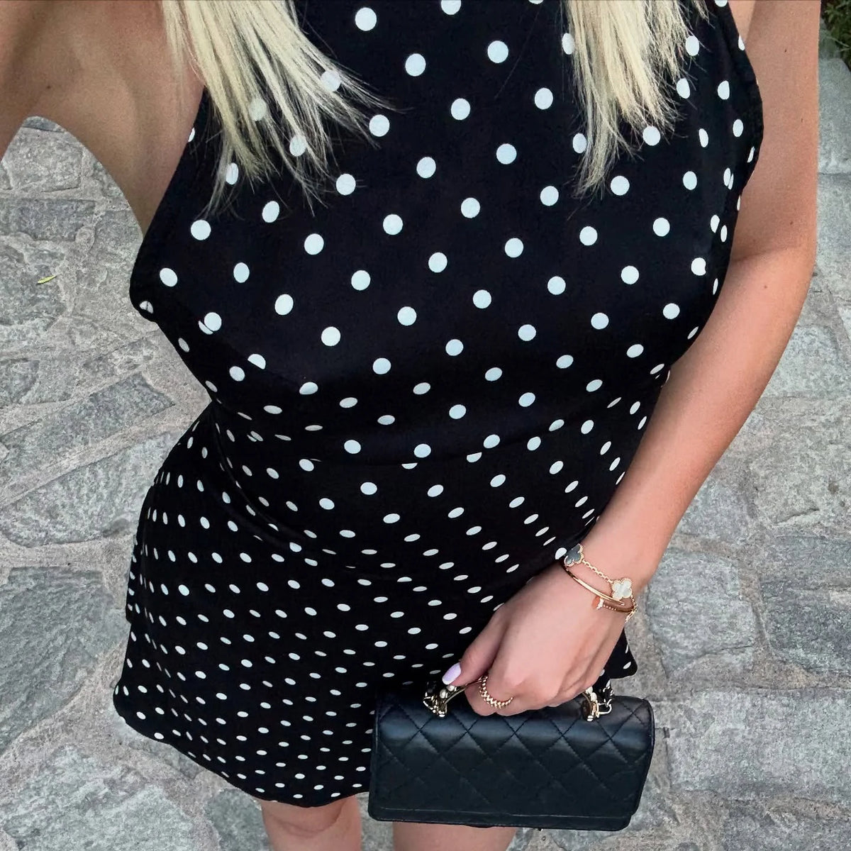 SUCHCUTE Sexy Polka Dot Print Halter Dress For Women Elegant Party