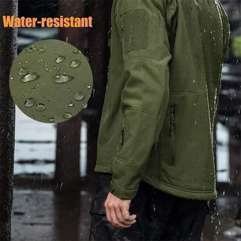 Turkey Flag Print Outdoor Military Tactical Shark Skin Man Coats Fleece Warm SoftShell Jackets for Men