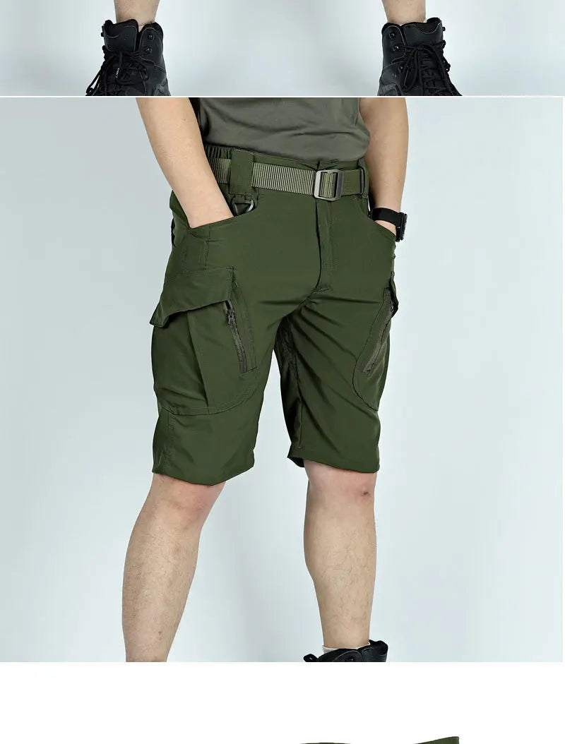 Men's Tactical Cargo Shorts Quick Dry Waterproof Multi-Pocket Outdoor Hiking Fishing Camping Summer Sports Lightweight Shorts