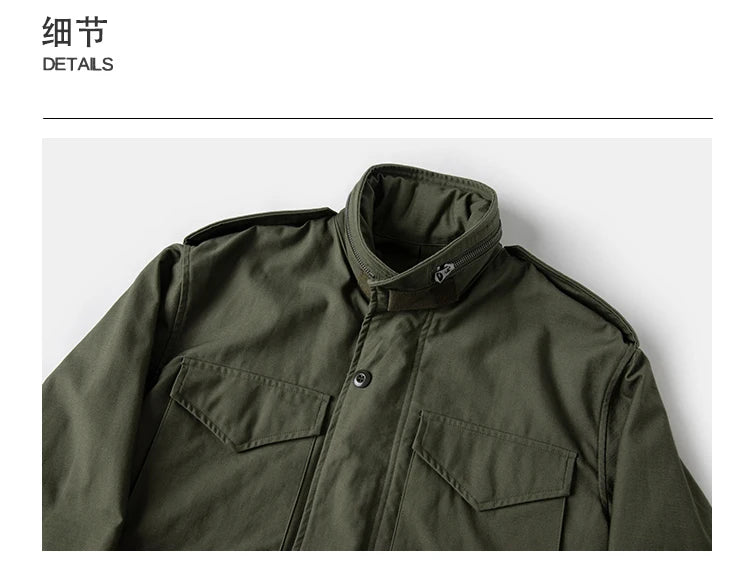 Rugged Bronson 1969 M65 Blended Satin Field Jacket M-65 Olive Green Jacket M51 Tactical Coat