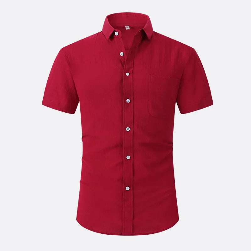 Anti-Wrinkle Stretch Slim Elasticity Fit Male Dress Business Basic Casual Short Sleeved Men Social Formal Shirt USA SIZE S-2XL