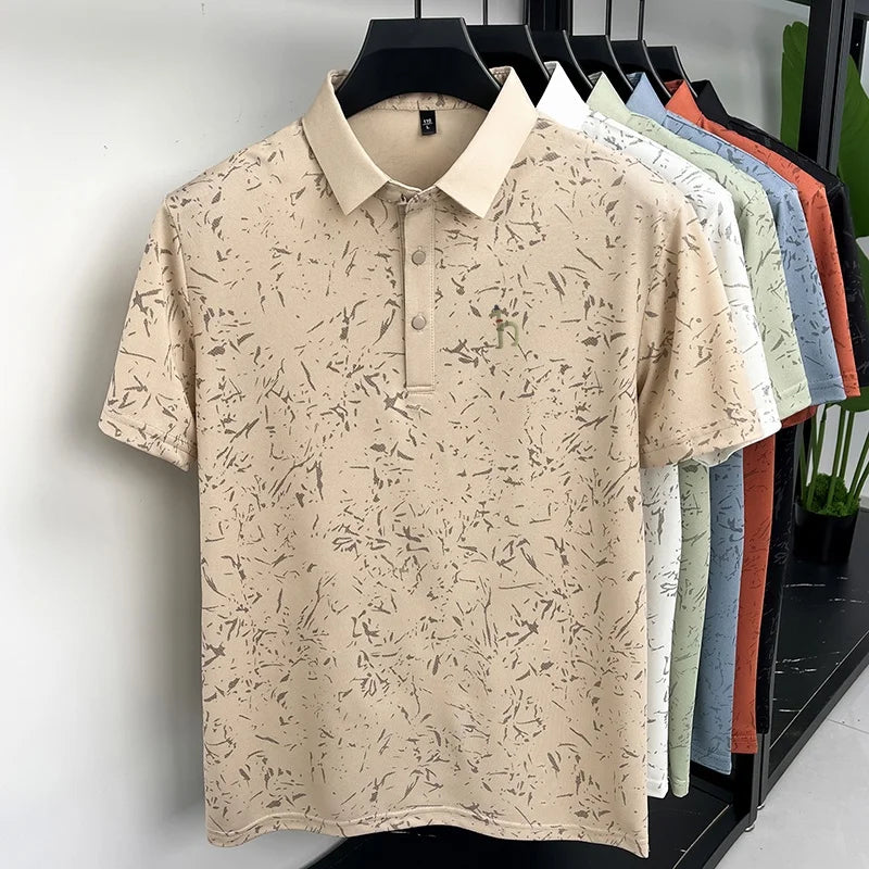 New Men's Casual Original Printed Polo Shirt Breathable Comfort Short Sleeve Lapel T-shirt High Quality Versatile Men's Clothing