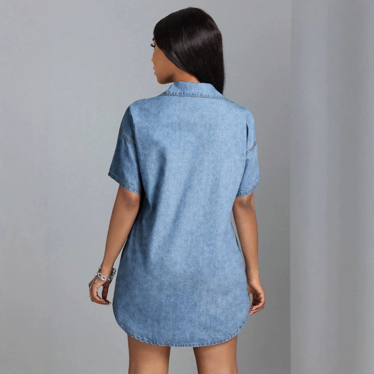 Women Short Dress Denim Dresses A Line Vestidos Y2k Streetwear Turn Down Collar Elegant Splice Party Night Work 2026 Summer