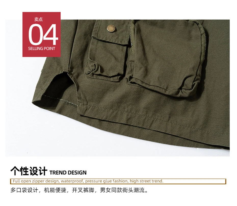 Hip Hop Y2K Streetwear Cargo Shorts Multi Pockets Tactical Fashion Man Shorts Techwear Harajuku Summer Casual Short Pants