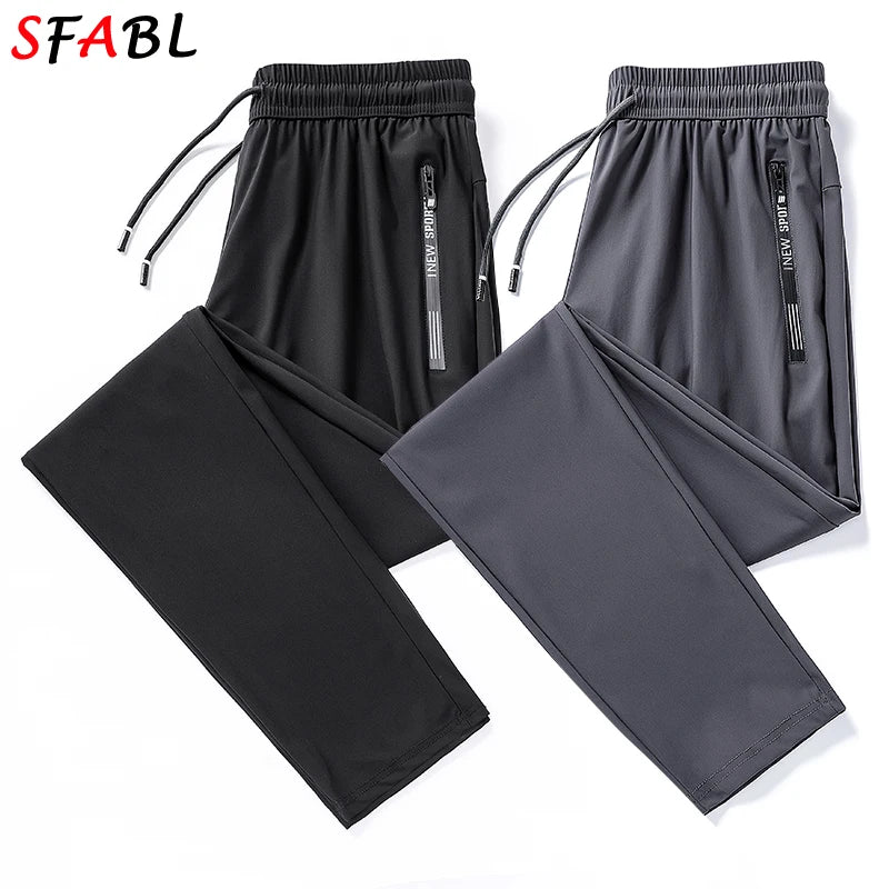 Summer Quick Dry Gym Fitness Men's Pants Breathable Running Jogging Sweatpants Trousers for Men Sports Pants Man Black Gray 3XL