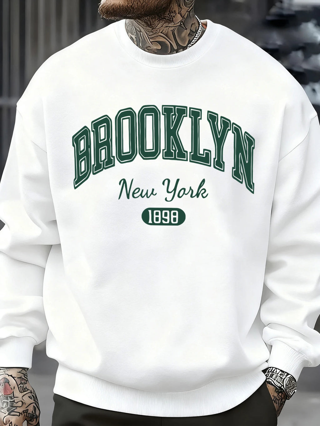 Brooklyn New York 1898 Prints Sweatshirt Autumn Man Clothes Fleece Fashion Pullover Casual Crewneck Sportswear Loose Soft Top