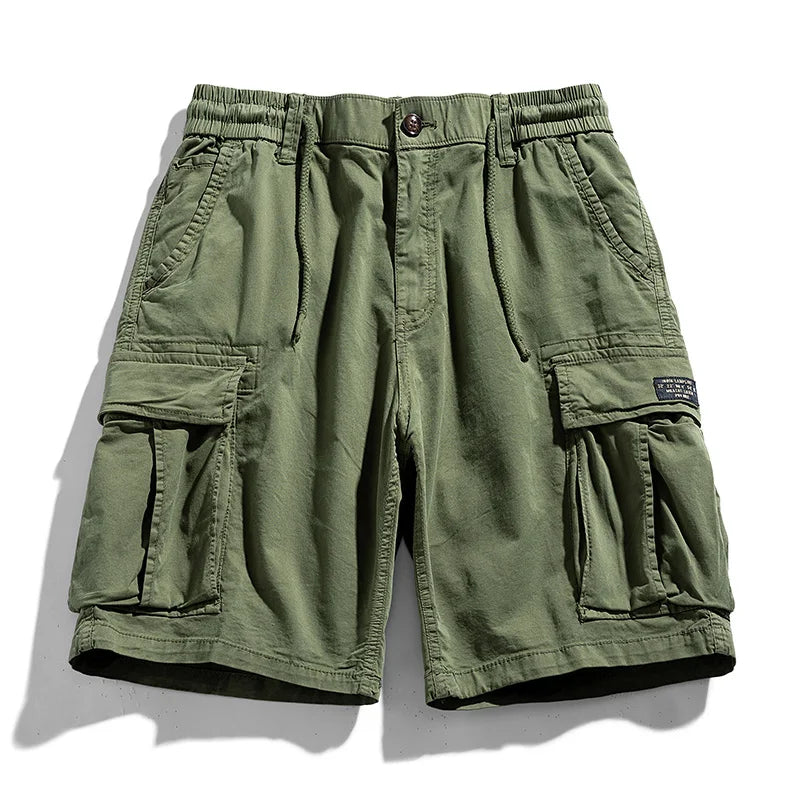 Summer Men Cargo Multi Pocket Shorts Men Casual Solid Elastic Waist Beach Short Spring Men Jogger Pants Shorts Male Dropshipping