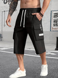 Men's Spring Summer Autumn Three Seasons Seven Inch Work Trousers with Large Capacity Pockets Fashionable Casual