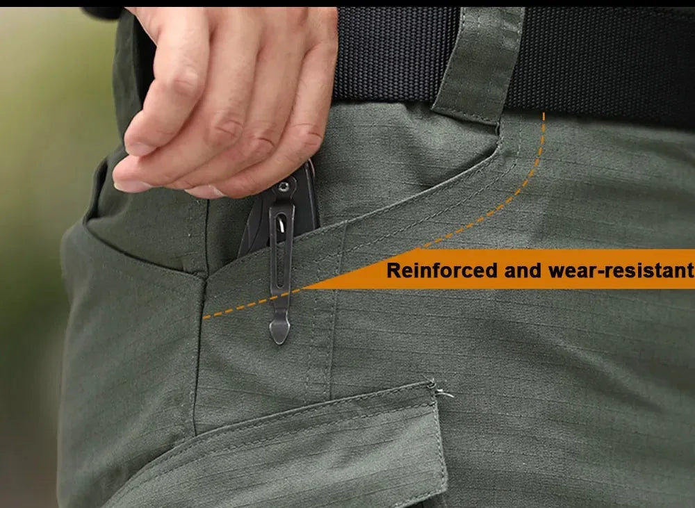 Classic Men's Tactical Pants Multi-Pocket Solid Color Stretch Slimming Outdoor Pants Spring & Autumn Casual Jogging Pants