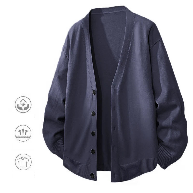 Animal Game Men's V Neck Cardigan Sweaters Casual Button Men's Cold Blouse Knitwear Outdoor Knit Long Cardigan Men Streetwear