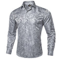 Brand New Men's Royal Blue Business Shirts Luxury Fashion Paisley Long Sleeve Turn-Down Collar Social Shirt Male Casual Blouse